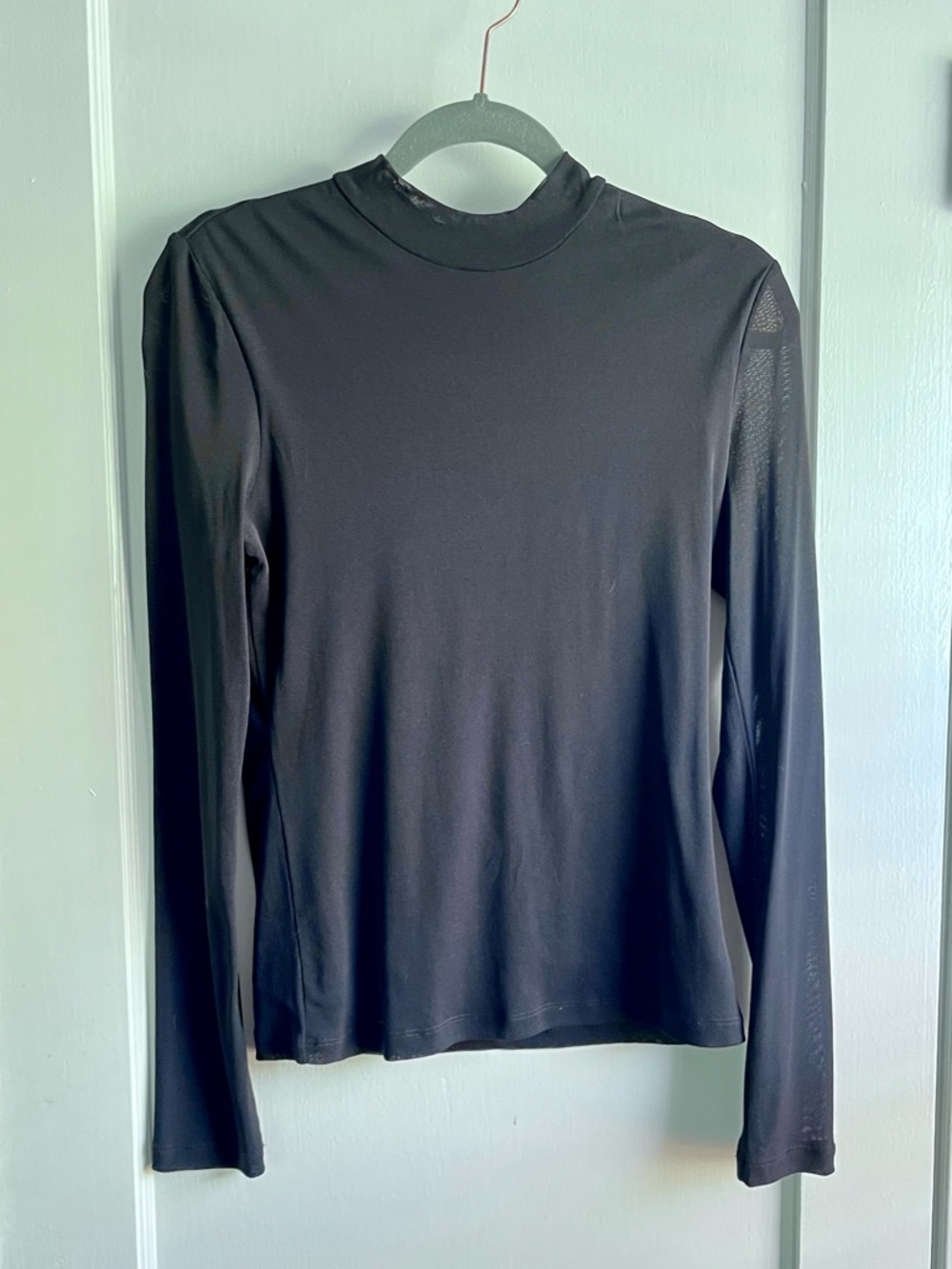 NWT Black Sheer Mockneck Sz M